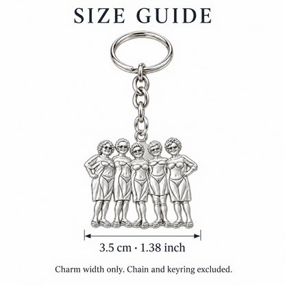 Sun-Kissed Besties Charm Keychain – size guide, 3.5 cm (1.38 in) charm, chain and keyring excluded