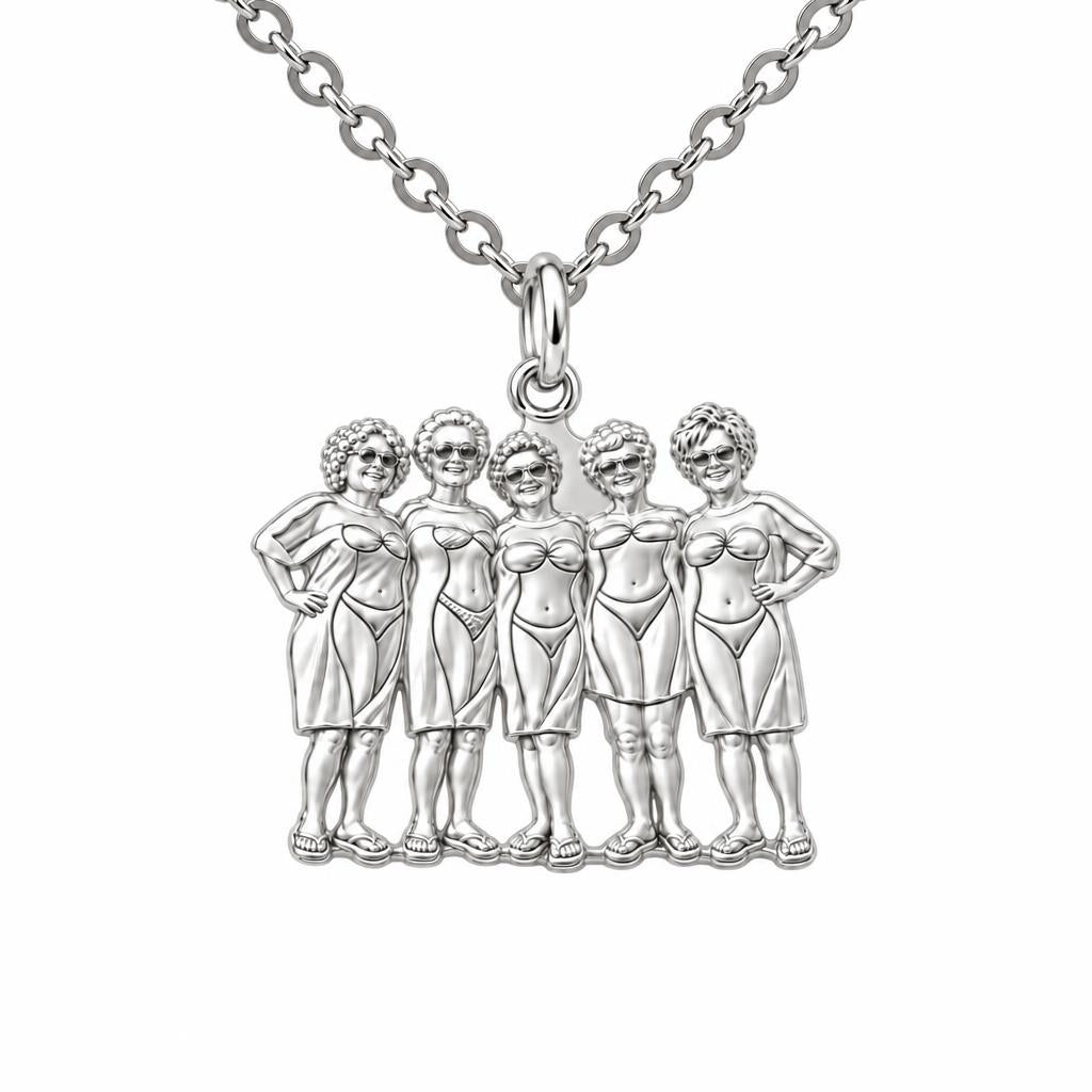 Sun-Kissed Besties Charm Necklace Set – silver, front view