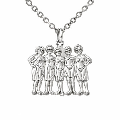 Sun-Kissed Besties Charm Necklace Set – silver, front view