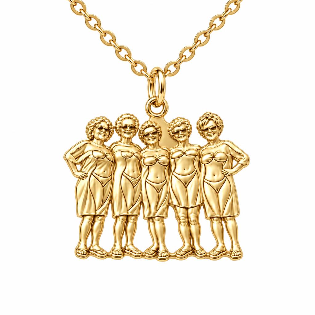 Sun-Kissed Besties Charm Necklace Set – 18K gold, front view