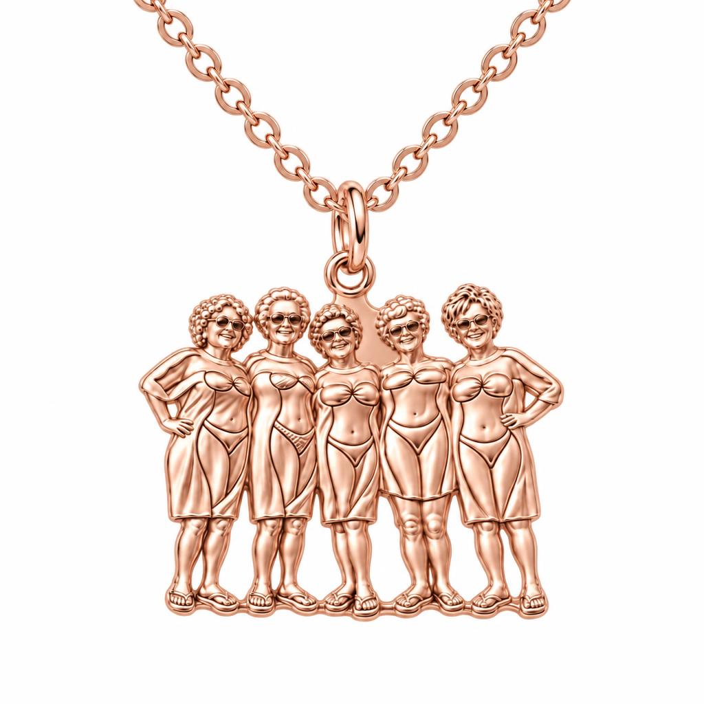 Sun-Kissed Besties Charm Necklace Set – rose gold, front view