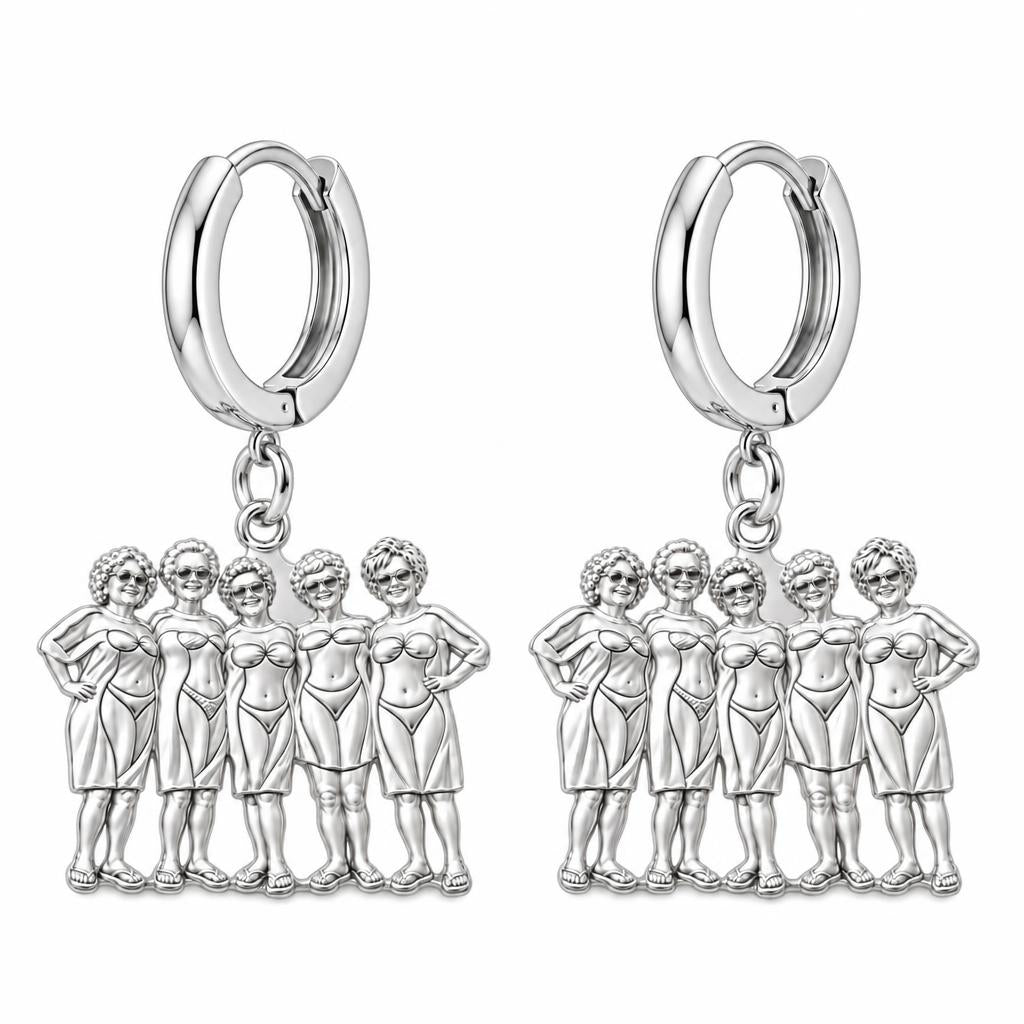 Sun-Kissed Besties Huggie Charm Earrings – silver, front view