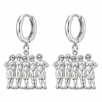 Sun-Kissed Besties Huggie Charm Earrings – silver, front view