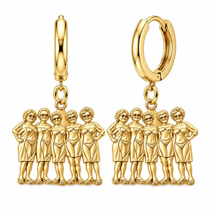 Sun-Kissed Besties Huggie Charm Earrings – 18K gold, front view