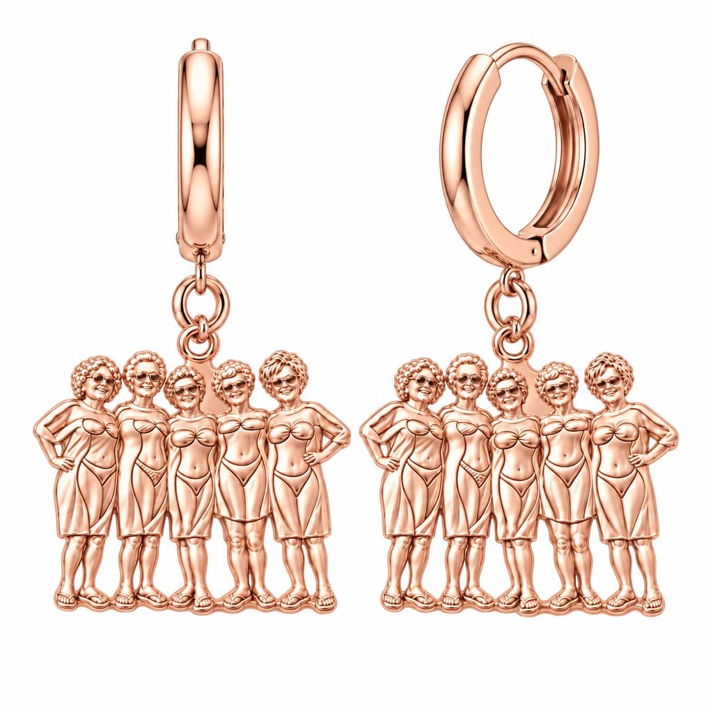 Sun-Kissed Besties Huggie Charm Earrings – rose gold, front view