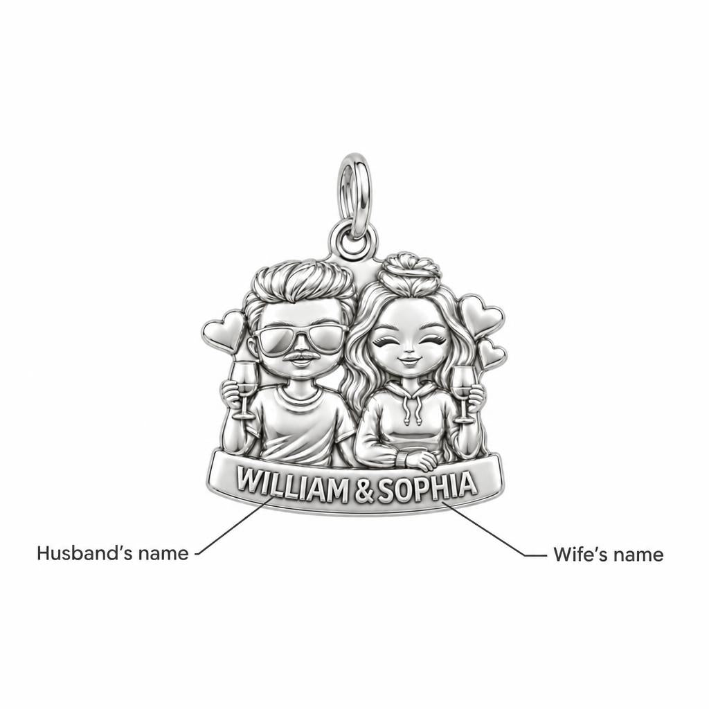 Sunset Cheers Couple Charm Bracelet – Personalized Couple Gift – personalization guide