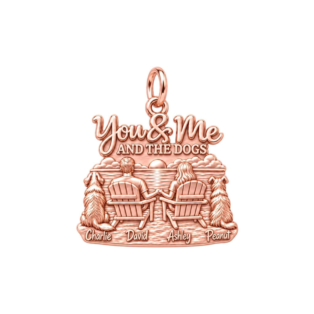 Sunset Lake Side Together Charm Bracelet – Personalized Couple Gift – rose gold 3 cm charm, front view