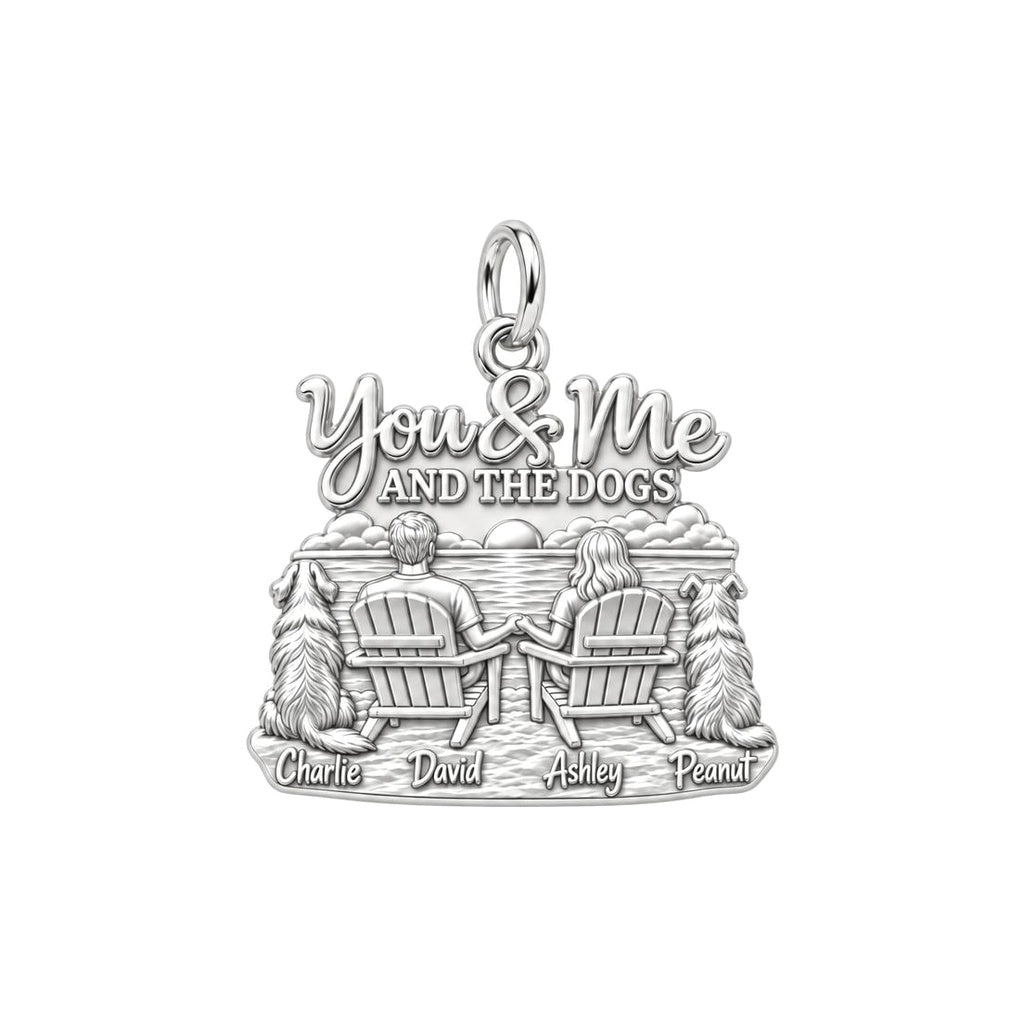 Sunset Lake Side Together Charm Bracelet – Personalized Couple Gift – silver plated 3 cm charm, front view