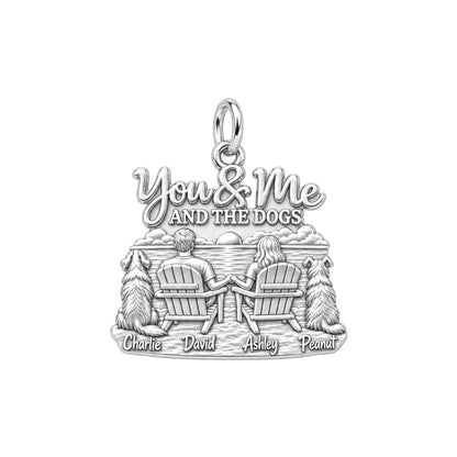 Sunset Lake Side Together Charm Bracelet – Personalized Couple Gift – silver plated 3 cm charm, front view