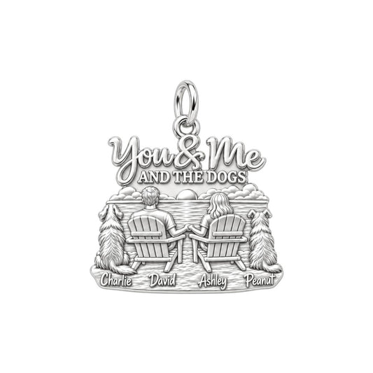 Sunset Lake Side Together Charm Bracelet – Personalized Couple Gift – silver plated 3 cm charm, front view
