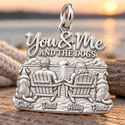 Sunset Lake Side Together Charm Bracelet – Personalized Couple Gift – macro detail of the charm