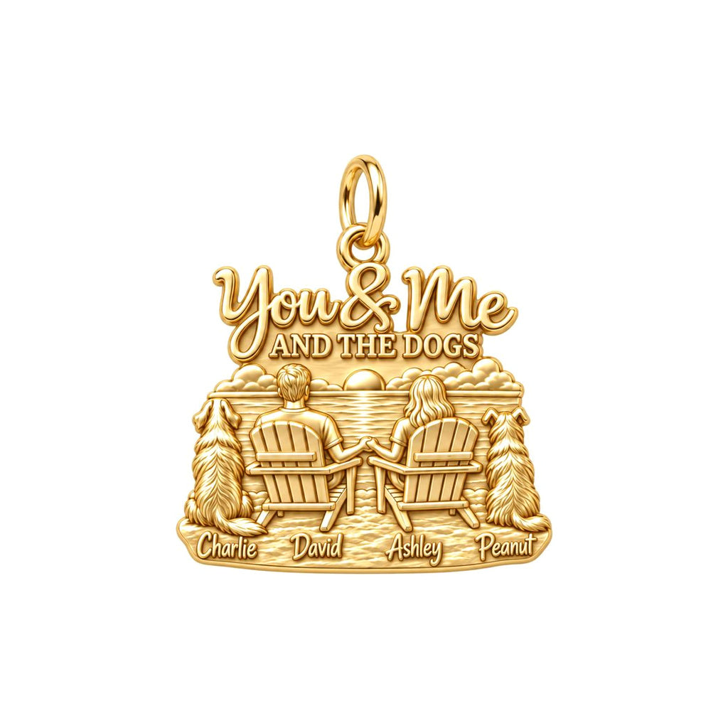 Sunset Lake Side Together Charm Bracelet – Personalized Couple Gift – 18K gold plated 3 cm charm, front view
