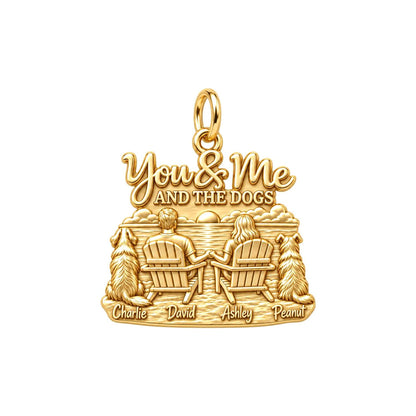 Sunset Lake Side Together Charm Bracelet – Personalized Couple Gift – 18K gold plated 3 cm charm, front view