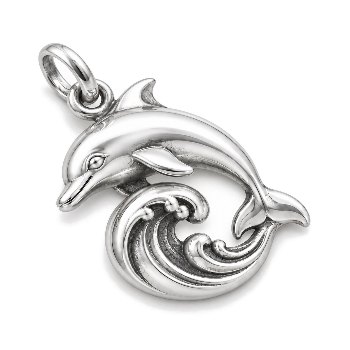 Surfing Dolphin Charm — Silver Super Macro | charm-topics-remaining-444-2026-09-14 | topic-118