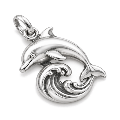 Surfing Dolphin Charm — Silver Super Macro | charm-topics-remaining-444-2026-09-14 | topic-118