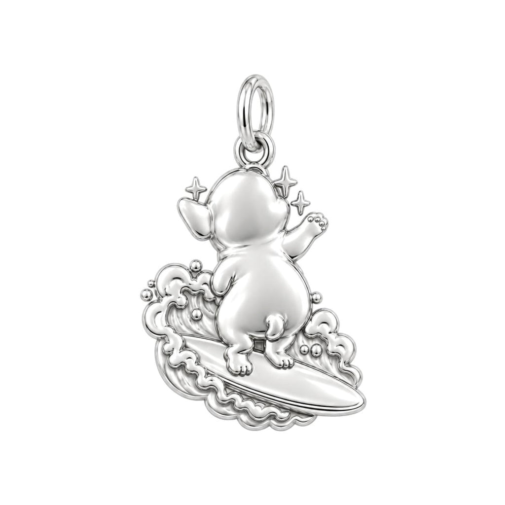Surfing Frenchie Charm and Polyester Cord Bracelet Set