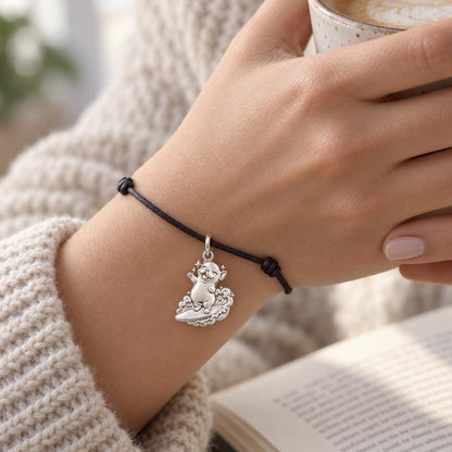 Surfing Frenchie Charm and Polyester Cord Bracelet Set