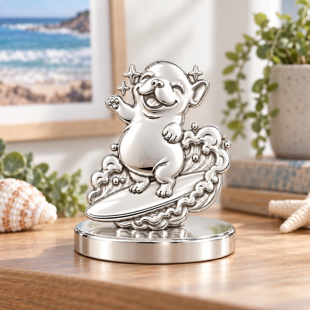 Surfing Frenchie Keepsake Plaque – worn / in use