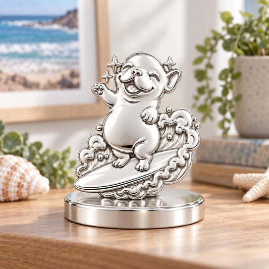 Surfing Frenchie Keepsake Plaque – worn / in use