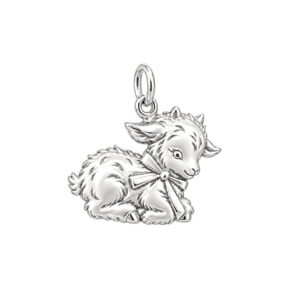 Sweet Baby Goat Charm Bracelet – Personalized Mom Gift – silver charm, front view