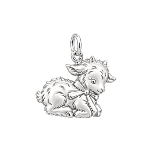 Sweet Baby Goat Charm Bracelet – Personalized Mom Gift – silver charm, front view
