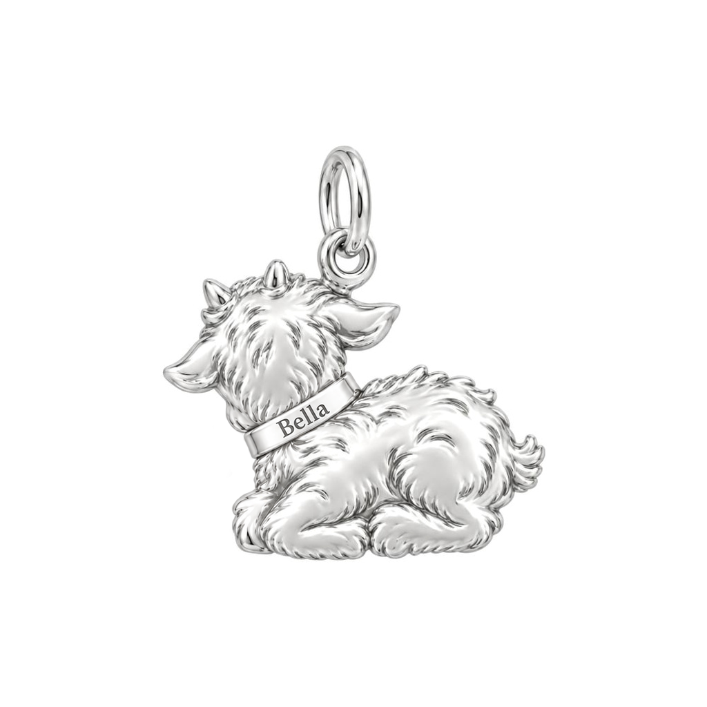 Sweet Baby Goat Charm Bracelet – Personalized Mom Gift – macro detail of the charm