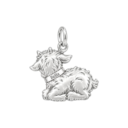 Sweet Baby Goat Charm Bracelet – Personalized Mom Gift – macro detail of the charm