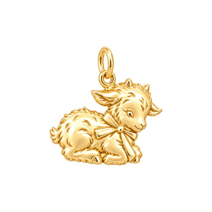 Sweet Baby Goat Charm Bracelet – Personalized Mom Gift – rose gold charm, front view