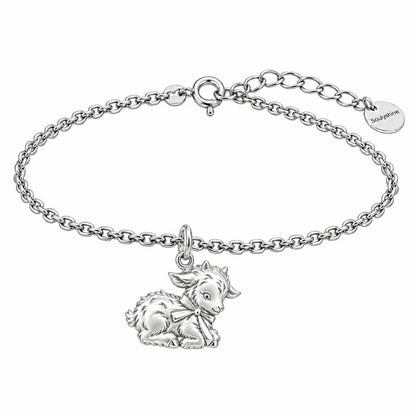Sweet Baby Goat with Bow Charm Bracelet Set – silver, front view