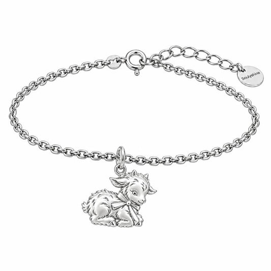 Sweet Baby Goat with Bow Charm Bracelet Set – silver, front view