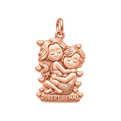 Sweet Couple Embrace Charm Bracelet – Personalized Couple Gift – rose gold 3 cm charm, front view