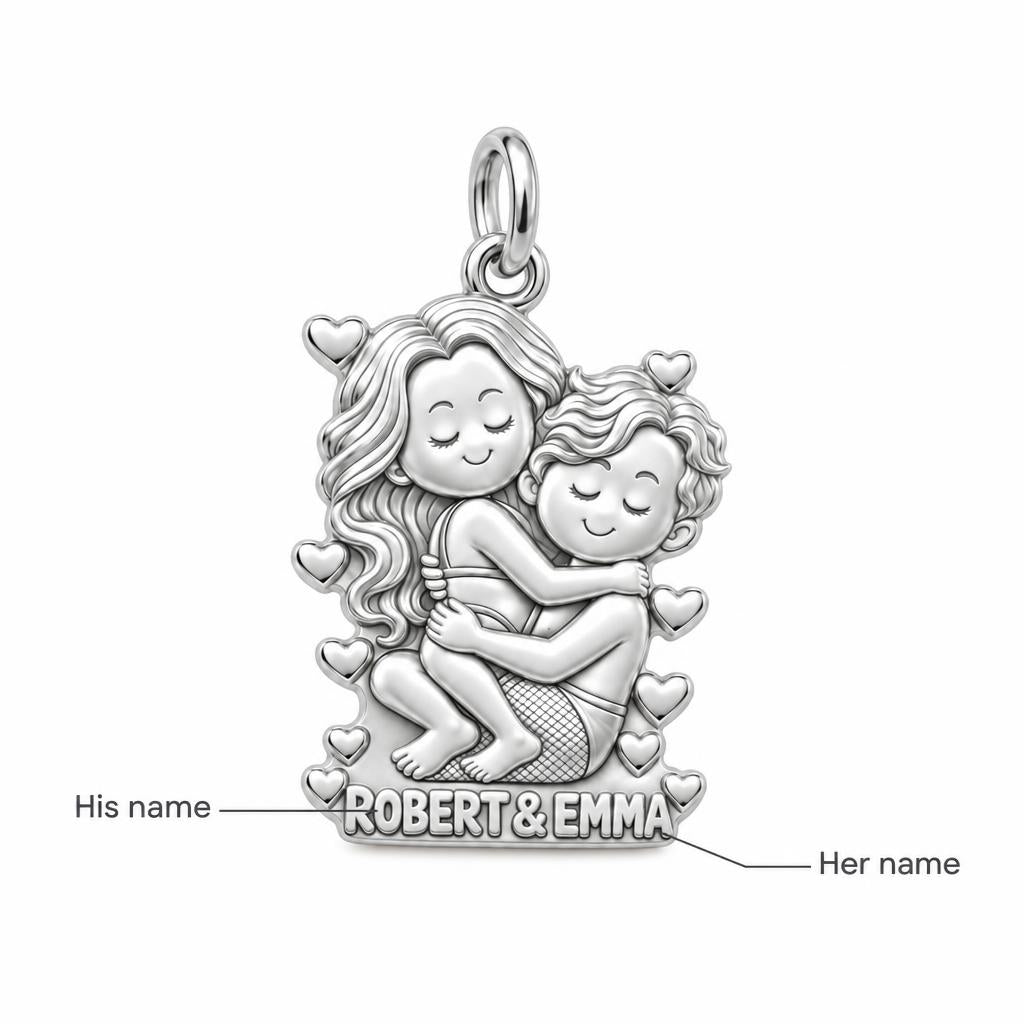 Sweet Couple Embrace Charm Bracelet – Personalized Couple Gift – personalization guide