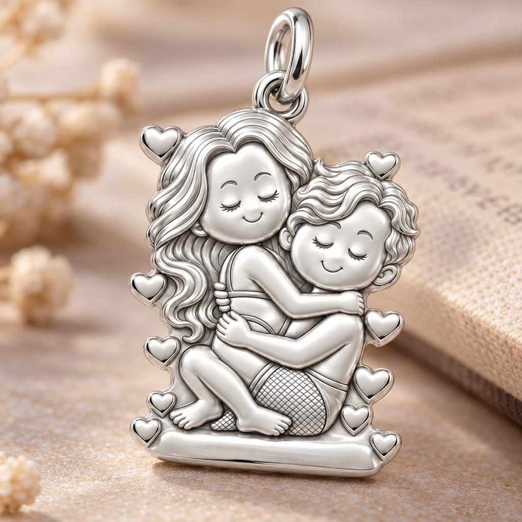 Sweet Couple Embrace Charm Bracelet – Personalized Couple Gift – macro detail of the charm