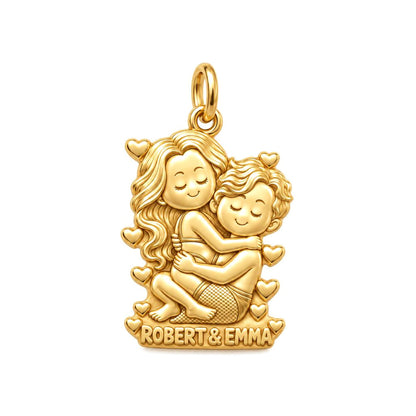 Sweet Couple Embrace Charm Bracelet – Personalized Couple Gift – 18K gold plated 3 cm charm, front view