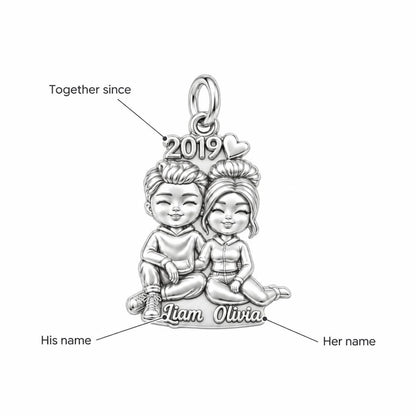 Sweet Couple Soulmates Charm Bracelet – Personalized Couple Gift – personalization guide