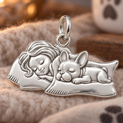 Sweet Dreams Slumber Charm Bracelet – Personalized Dog Mom Gift – macro detail of the charm