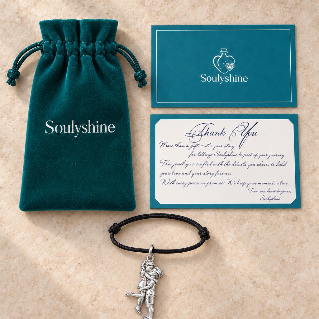 Sweet Embrace Charm Bracelet – Personalized Couple Gift – Soulyshine velvet pouch and gift card