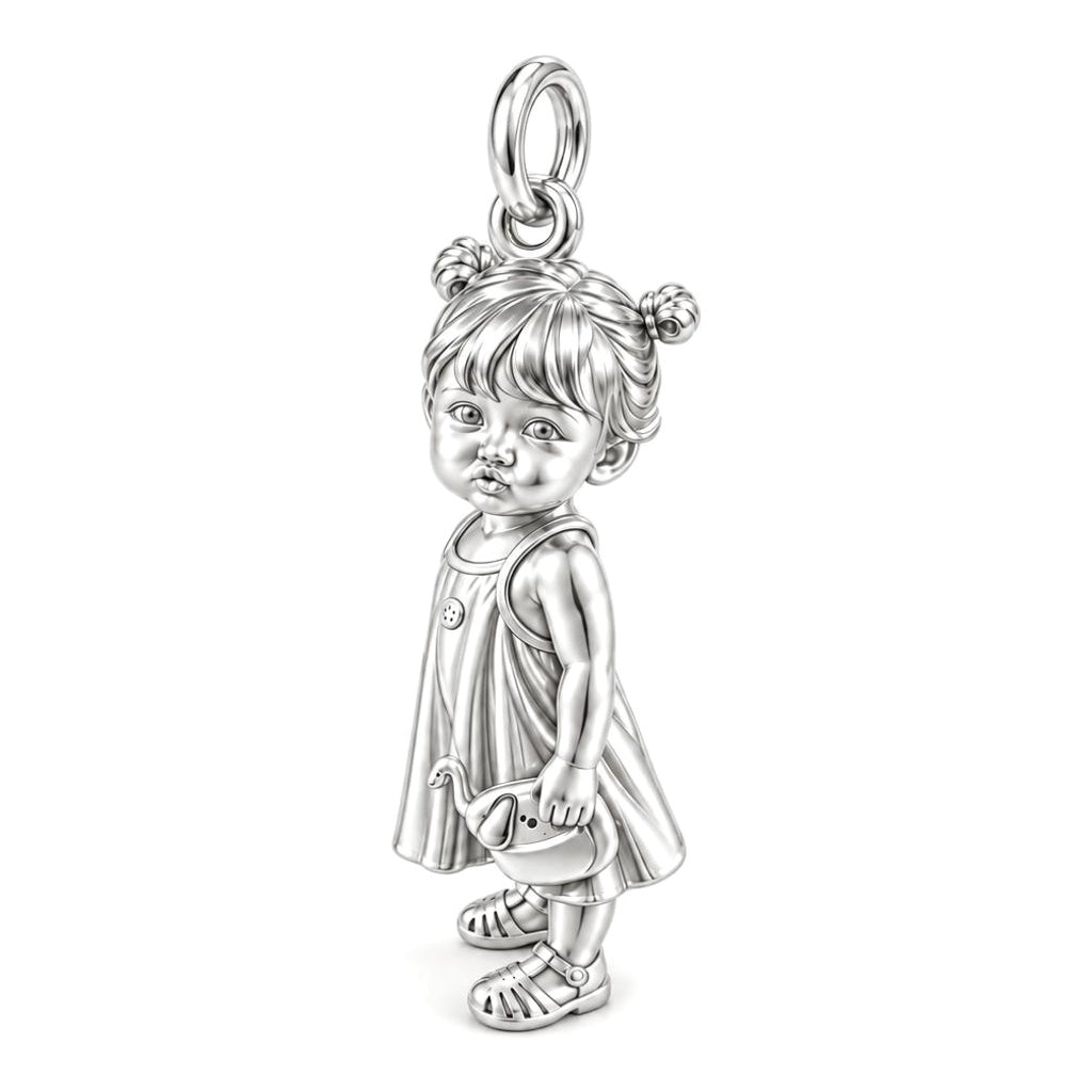 Sweet Little One Charm Bracelet – Personalized Mom Gift – silver charm, front view
