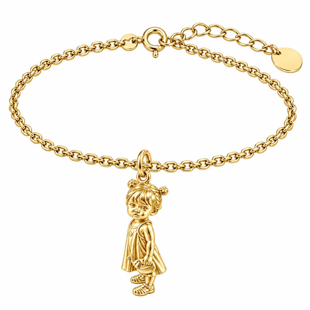 Sweet Little One Charm Bracelet Set – 18K gold, front view
