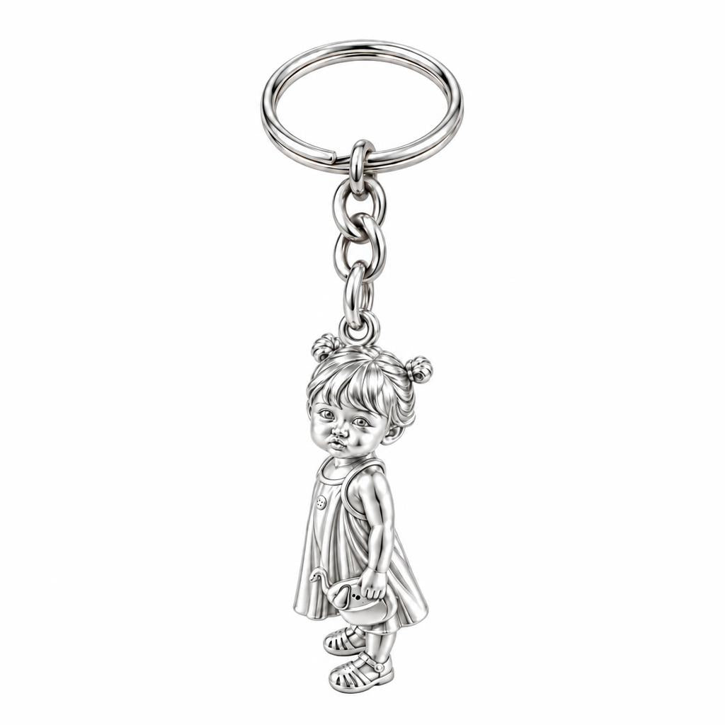 Sweet Little One Charm Keychain – silver, front view