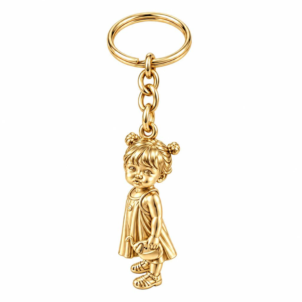 Sweet Little One Charm Keychain – 18K gold, front view