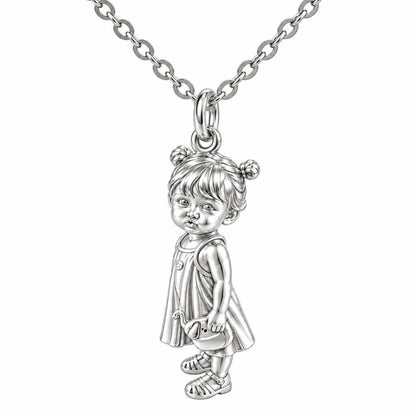 Sweet Little One Charm Necklace Set – silver, front view