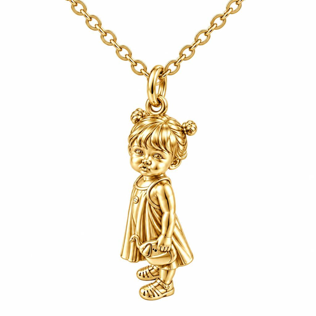 Sweet Little One Charm Necklace Set – 18K gold, front view