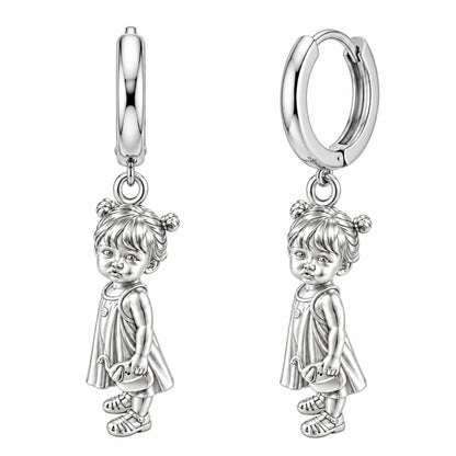 Sweet Little One Huggie Charm Earrings – silver, front view