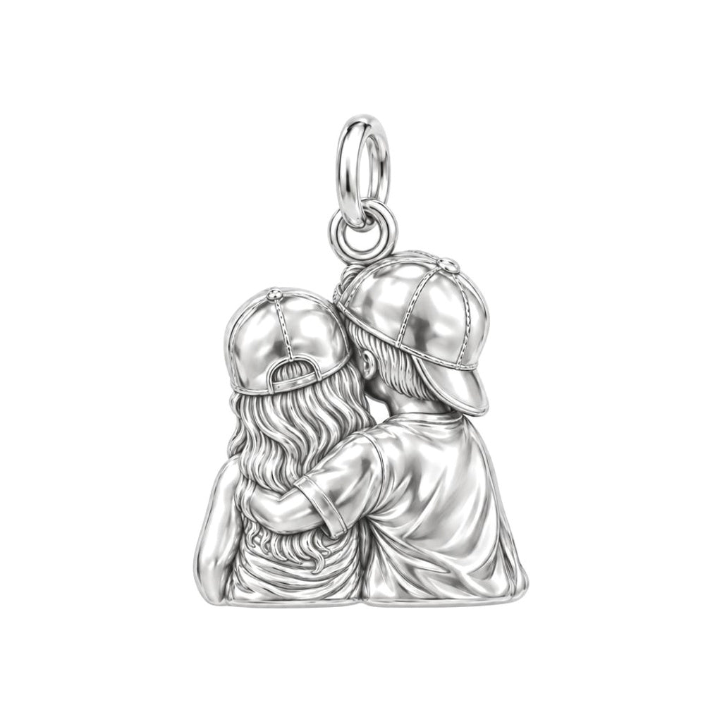 Sweet Sibling Kiss Huggie Charm Earrings – back of the charm, engraving area