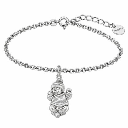 Sweet Sleeping Newborn Charm Bracelet Set – silver, front view