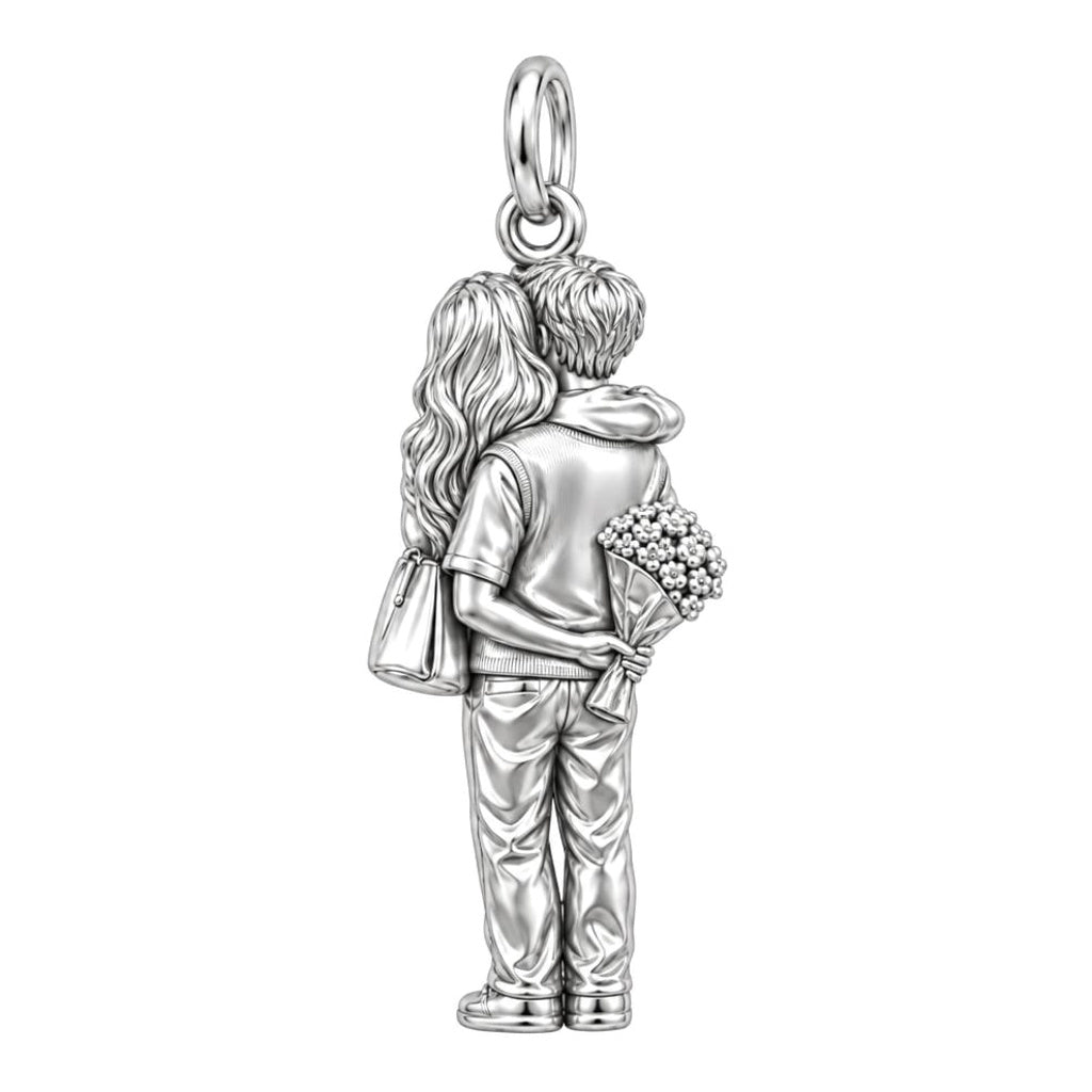 Sweet Surprise Hug Charm Bracelet – Personalized Couple Gift – back of the charm, engraving area