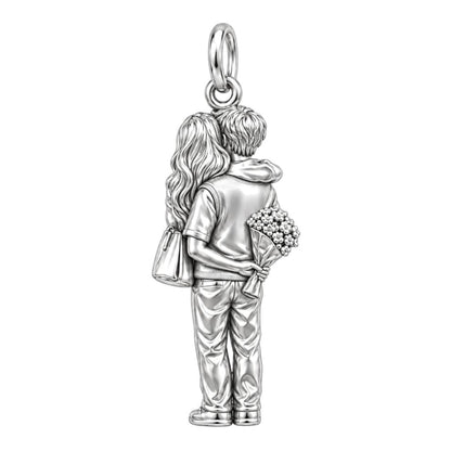 Sweet Surprise Hug Charm Bracelet – Personalized Couple Gift – back of the charm, engraving area