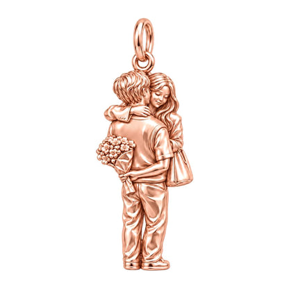Sweet Surprise Hug Charm Bracelet – Personalized Couple Gift – rose gold charm, front view