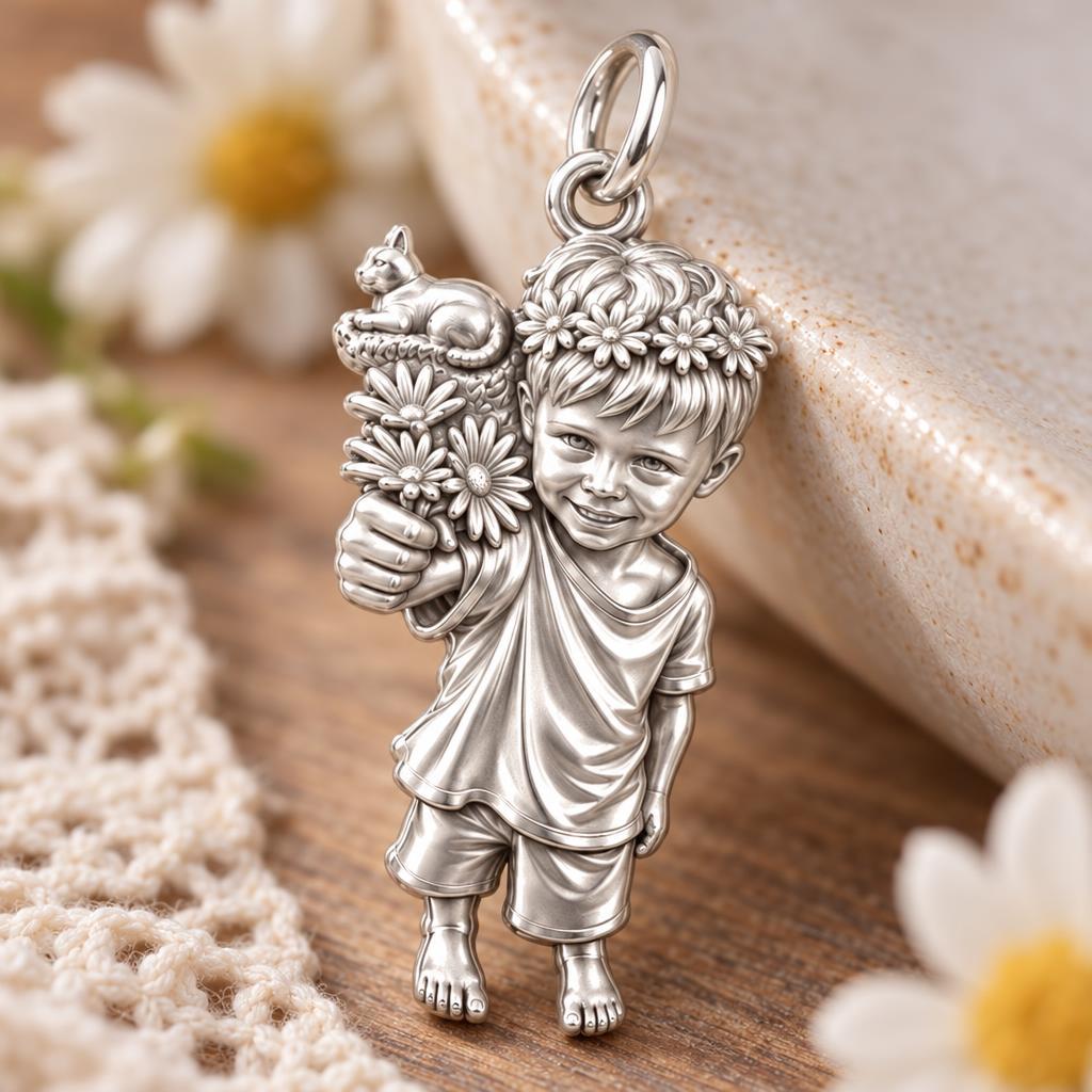 Sweetest Bloom Charm Bracelet – Personalized Mom Gift – macro detail of the charm